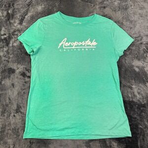 Aeropostale Classic Crew T Shirt Womens XL Green California Graphic Embroidered